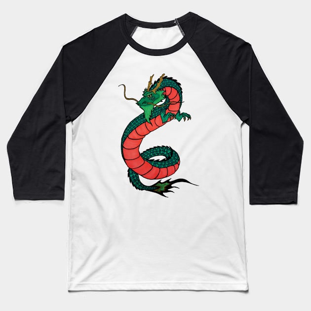 Serpent Dragon Baseball T-Shirt by ARTWORKandBEYOND